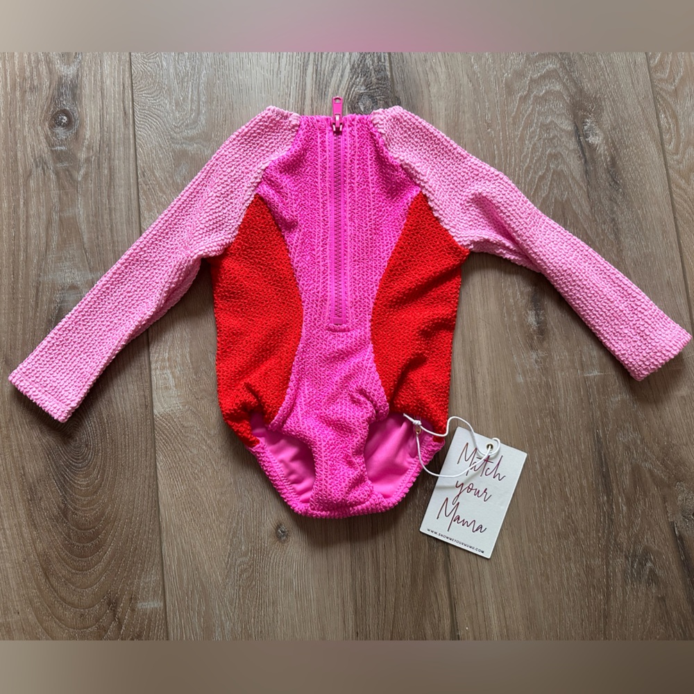 Show Me Your MuMu Kids Swim One-Piece in Pink and Red